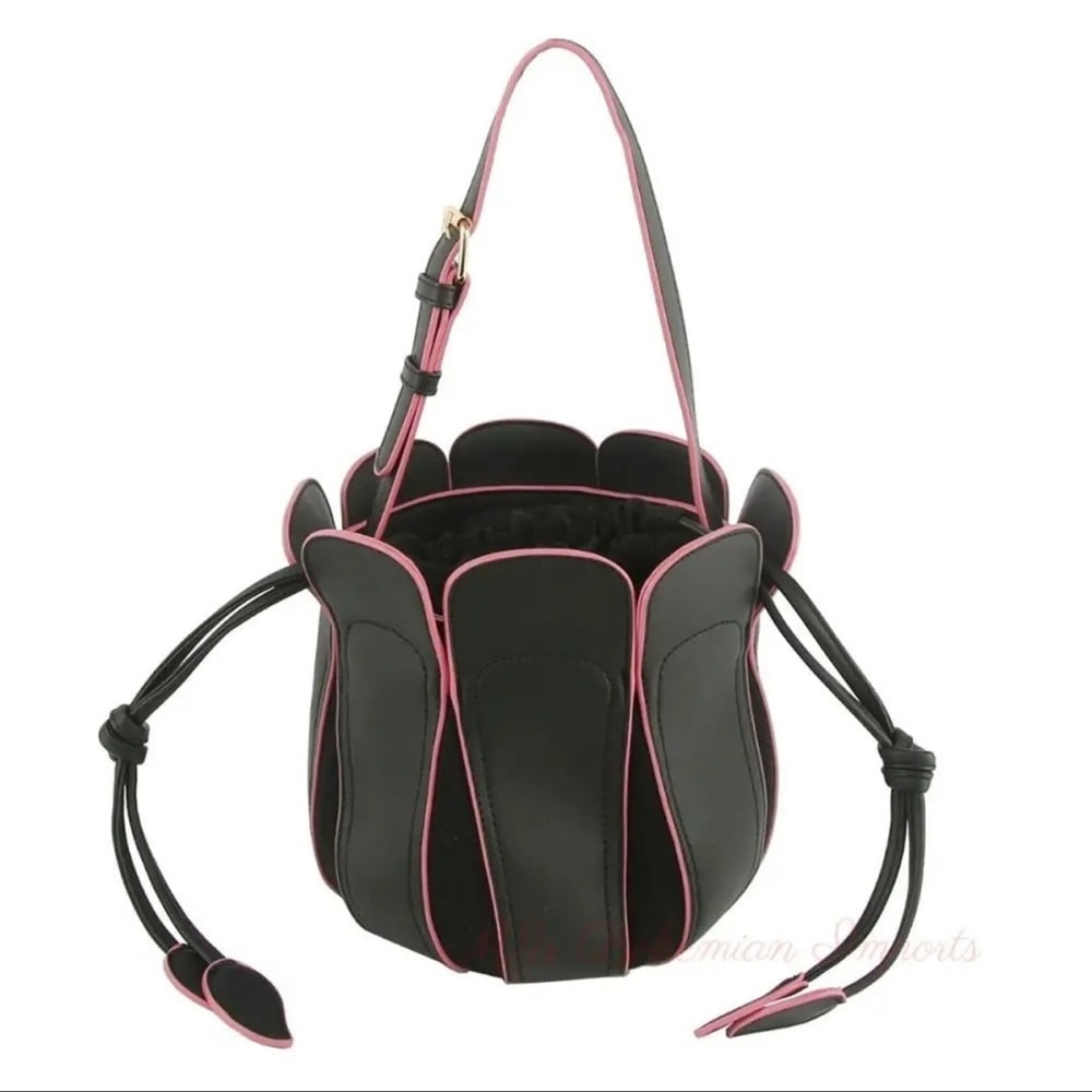 Black and Pink Shoulder Bag with Adjustable Straps